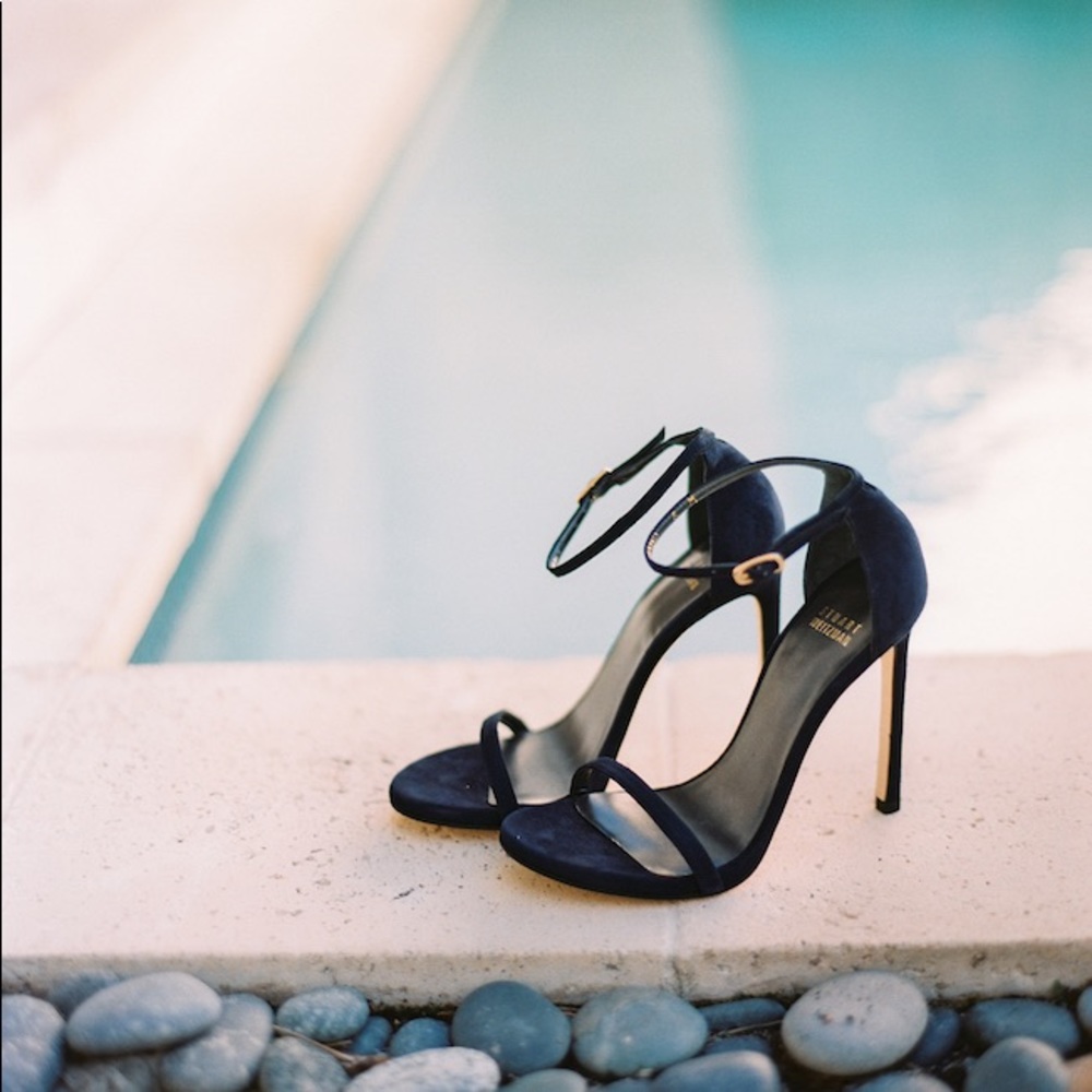 Stuart Weitzman Midnight Blue Ankle Strap Heels